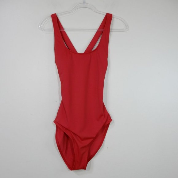 Andie The Tulum One Piece SWIMSUIT Size S ST Tall Long Torso Cherry Red NEW - Picture 5 of 6